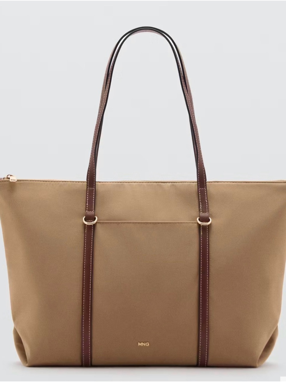 Mango Tan Tote with Brown Straps